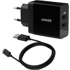 Anker 24W 2-Port USB Wall Charger And Micro USB 3ft Cable (B2021L11)