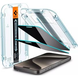 Spigen Apple iPhone 15 Pro Max GLAS.tR EZ Fit Privacy Screen Protector Case Friendly 2 PACK – AGL06874