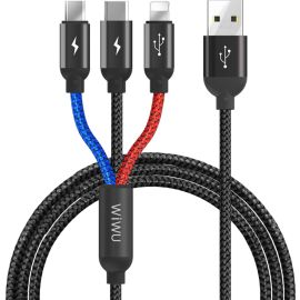 WIWU YZ-102 ATOM 3-in-1 Fast Charging 3A Lightning,Type C,USB Cable
