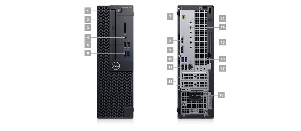 Optiplex 3060 desktop - Ports & Slots – Small Form Factor Optiplex 3060 desktop - Ports & Slots – Small Form Factor