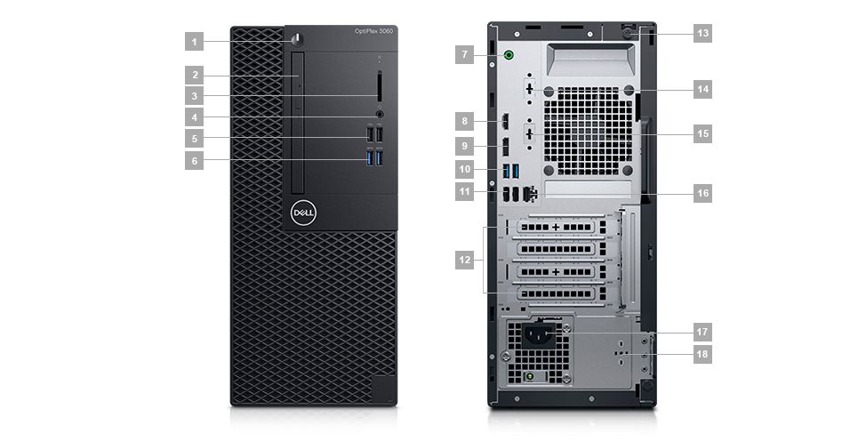 Optiplex 3060 desktop - Ports & Slots – Tower Optiplex 3060 desktop - Ports & Slots – Tower